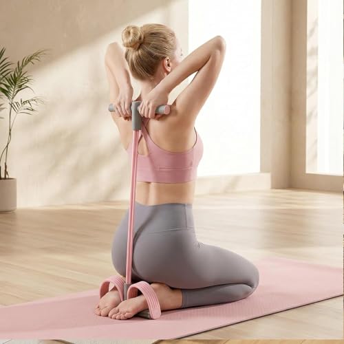 Pedal Resistance Band with Handles, 2026 Upgrade 6-Tube Pedal Resistance Band Multifunction Elastic Yoga Resistance Band for Full Body Workout, Stretching, Waist, Arm, Leg - color: purple