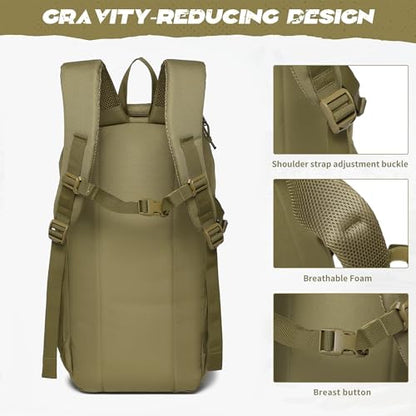 Wotony Tactical Assault Pack Backpack Molle Military Backpack Outdoor Hiking Camping Rucksack Waterproof Khaki 25L - color: Khaki, size: 25L
