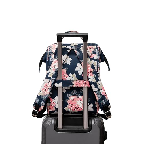 Kinmac Laptop Backpack for Women and Men, Large Capacity Travel Backpack for 15.6 inch Laptop Computer (Blue Rose) - color: Blue Rose