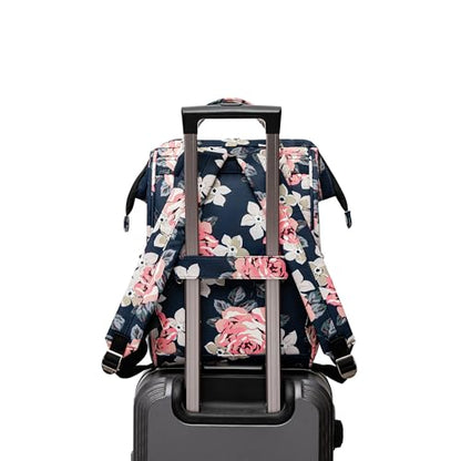 Kinmac Laptop Backpack for Women and Men, Large Capacity Travel Backpack for 15.6 inch Laptop Computer (Blue Rose) - color: Blue Rose