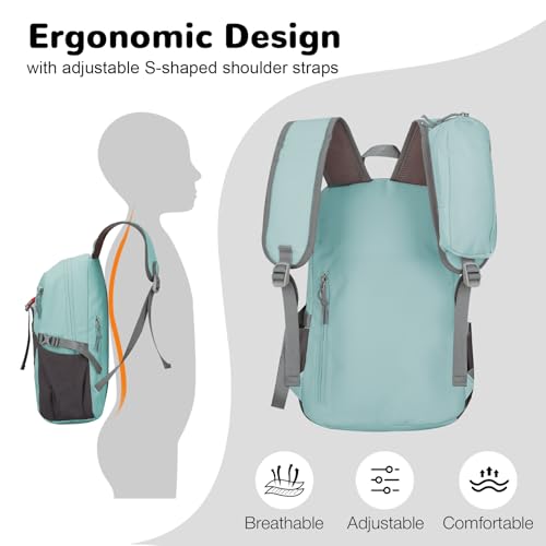12L Hiking Backpack with Padded Straps for Kids, Waterproof Small Hiking Backpack with Chest Strap for Women, Mini Lightweight Kid Travel Backpacks Day Pack, Light Green - color: Light Green