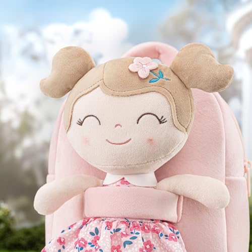 Gloveleya Toddler Backpack Baby Girl Gift Plush Bag Diaper Bag Plush Printed Sakura Backpack - color: A012 Printed Sakura Backpack, size: 9 inches