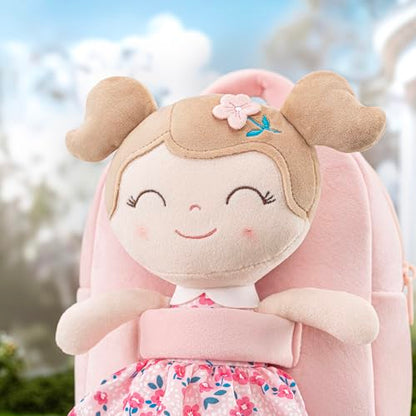 Gloveleya Toddler Backpack Baby Girl Gift Plush Bag Diaper Bag Plush Printed Sakura Backpack - color: A012 Printed Sakura Backpack, size: 9 inches