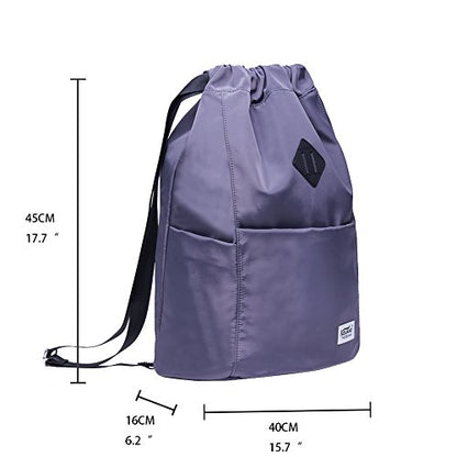 KAUKKO Drawstring Sports Backpack Gym Yoga Bag Shoulder Rucksack for Men and Women(K3031-2 Gray) - color: Grey3031-2
