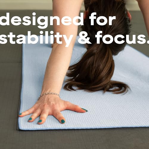 S&T INC. Aura Yoga Mat Towel with Non-Slip Grip, Enhanced Silicone Grip, Soft and Absorbent for Gym, Pilates, and Hot Yoga Mat, 2 Pack, 24 inches x 72 inches, 340GSM, Blue - color: Blue 2-pack