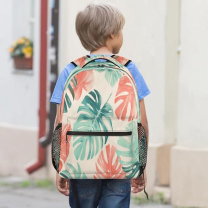 Tropical Plant Leaf Womens Travel Backpack | 15.6 Inch Laptop Backpack, Lightweight Casual Daypack, Water Resistant, Cute Work Backpacks, Large Capacity - color: Multicolor10