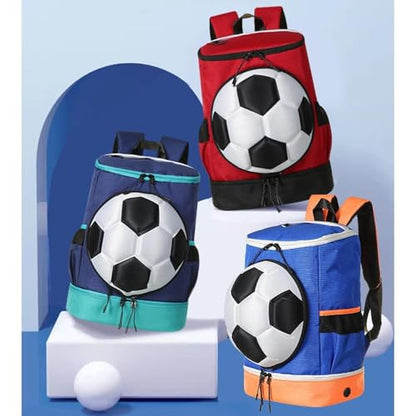 Soccer Backpack with Compartment for Shoes And Ball Holder for Travel And Gym - color: Blue Orange