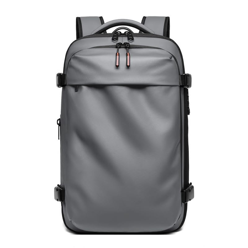 Men Travel Backpack vacuum compression Laptop Backpack Large Capacity Backpack 17 inch Extended Hiking Business backpack (grey) - color: Grey