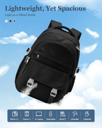 Black Waterproof Aesthetic Backpack For School, Cute High School Bookbag For Teen Girls Boys, Lightweight Casual Daypack Backpack For Women Men, College Backpack With Lots Of Pockets - color: Black