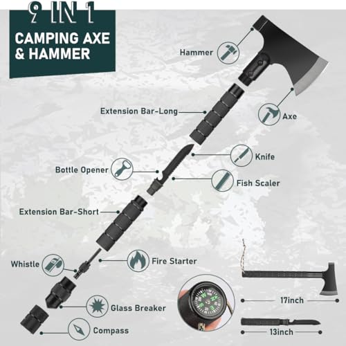 Survival Kit, 262Pcs Survival Gear and Supplies with First Aid Kit Pouch and Crossbody Bag, Emergency Kit with Tent, Camping Axe Hammer, Survival Shovel w/Pick, Bug Out Bag Gifts for Men Women - color: Black