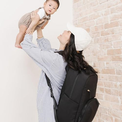 JJB by JuJuBe - New Deluxe Diaper Bag Backpack with Portable Changing Pad, Stroller Straps, Large Travel Backpack for Boy or Girl, Carrying Baby Bottles, Diapers, Pacifiers, Grey, Mother's Day Gift - color: Black