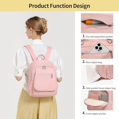 Small Diaper Bag Backpack, Mini Diaper Bag Purse with 10 Pockets, Travel Baby Bag for Baby Girls, Insulated Pockets, Stroller Straps,pInk - color: Pink