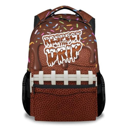 Football Backpack for Boys Kids School Backpack - Sport Theme Bookbag for Elementary Middle Back to School Gifts (17 Inch) - color: Brown