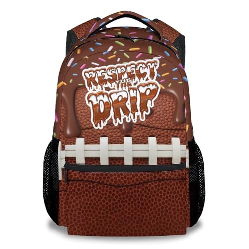 Football Backpack for Boys Kids School Backpack - Sport Theme Bookbag for Elementary Middle Back to School Gifts (17 Inch) - color: Brown