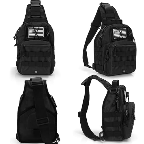 First Aid Sling Backpack - EMS Equipment Emergency Medical Supplies Tactical Range Shoulder Molle Bag - Heavy Duty Sports Outdoor Rescue Pack - Perfect for Camping Hiking Trekking-Black - color: Black