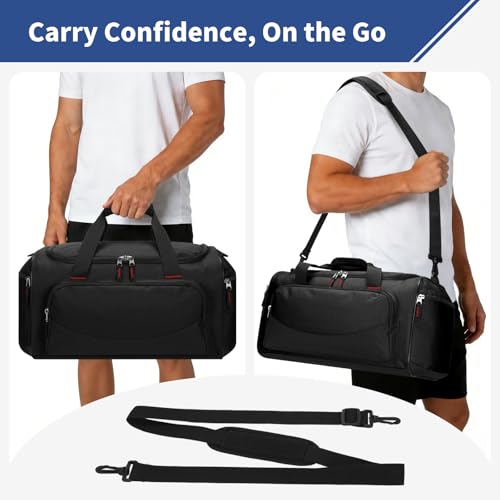30L Gym Sport Duffle Bag - 17 inch Carry on Weekender Overnight Bag for Travel, Workout, Fitness (Black-30L) - color: Black