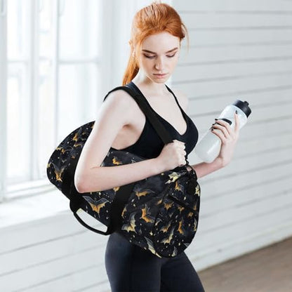 MNSRUU Sports Duffel Bags, Gothic Skull Bat Athletic Gym Bag Overnight Workout Travel Tote Luggage for Men Women Yoga - color: Skull I 4177