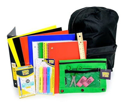 School Supply Boxes | 17" (Black or Clear) Backpack Bundle for (Elementary, Intermediate, or High School) (High School, Black) - color: Black, style: High School
