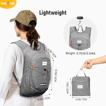 HALOVIE 15L Foldable Hiking Backpack Phone Pocket Lightweight Travel Daypack Shoulder with Chest Strap Small Packable Pack for Walking Women Men (Lightgray) - color: Lightgray