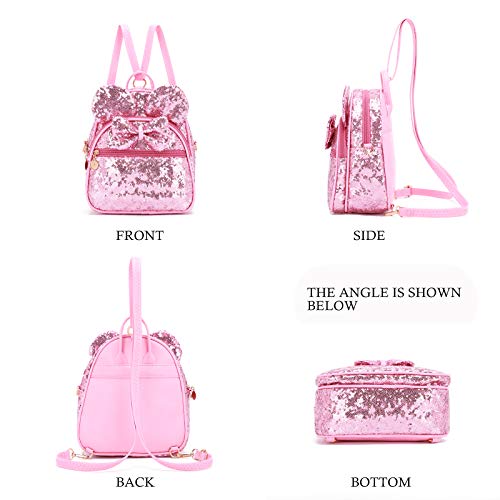 KL928 Girls Mini Backpack Bowknot Polka Dot Cute Small Daypacks Convertible Shoulder Bag Purse for Women - color: Pink
