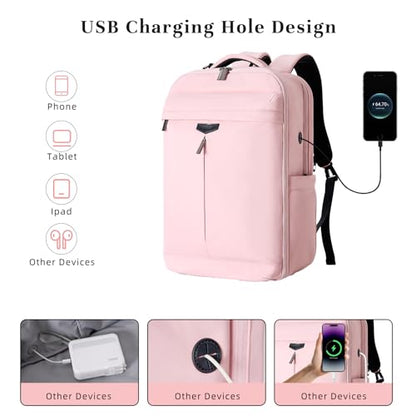 Timeet Travel Backpack for Women Men, 32L 4 In 1 Carry on Luggage Backpack, TSA Friendly Flight Approved 17 Inch Laptop Backpack, Waterproof Travel Bag for Work School Camping Hiking, Dusty Pink - color: Dusty Pink