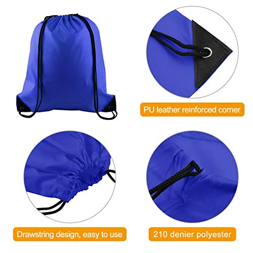 KUUQA 2 Pcs Drawstring Backpack Bags Bulk Sports Cinch Sack String Backpack Storage Bags for Gym Traveling（Black, Blue） - color: Black, Blue