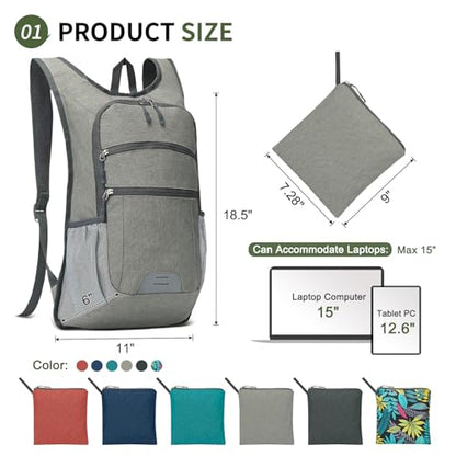 20L Lightweight Hiking Daypack, Foldable Travel Packable Backpack for Men Women for Cycling Camping Outdoor (Gray) - color: Gray