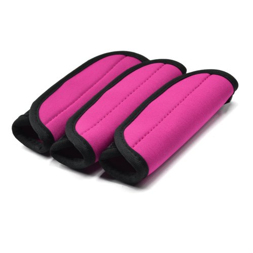 Cosmos Pack of 3 Neoprene Luggage Handle Wrap Handle Grip Luggage Identifier for Travel Bag Luggage Suitcase (Hot Pink Color) - color: Hot Pink