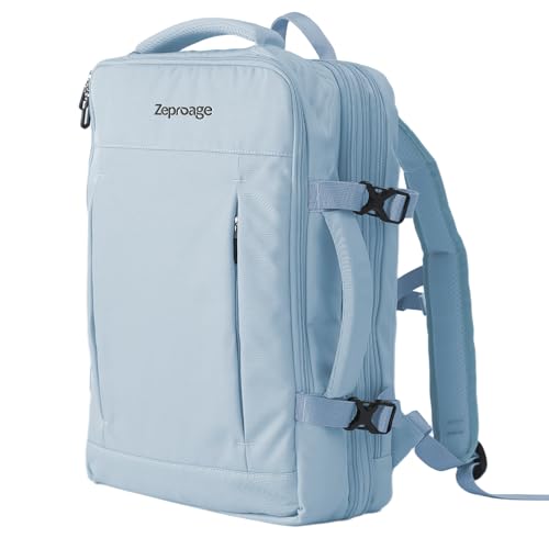 Travel Backpack, Expandable Large Capacity Business Work, Water Repellent Carry On Daypack with USB Charging Port, Fit 17 Inch Laptop, Bag for Men and Women, Sky Blue - color: Sky Blue
