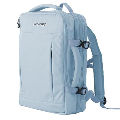 Travel Backpack, Expandable Large Capacity Business Work, Water Repellent Carry On Daypack with USB Charging Port, Fit 17 Inch Laptop, Bag for Men and Women, Sky Blue - color: Sky Blue