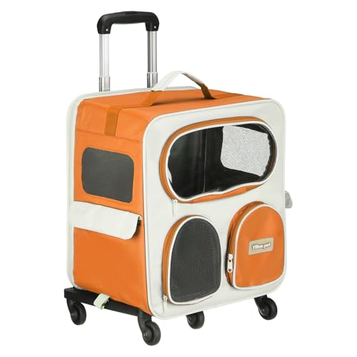 Pet Backpack Carrier, Portable and Ventilated, Nylon Dogs Cats and Small Animal Travel Bag 14.17", (Orange, 1 Pcs), Intended for Hiking/Camping/Traveling - color: Orange