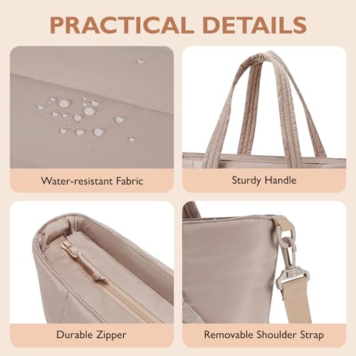 mommore Diaper Bag Tote with Stroller Organizer Puffer Bag Large Capacity Baby Bag with Changing Pad for Travel, Hospital - color: Khaki