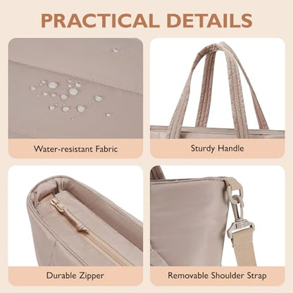 mommore Diaper Bag Tote with Stroller Organizer Puffer Bag Large Capacity Baby Bag with Changing Pad for Travel, Hospital - color: Khaki