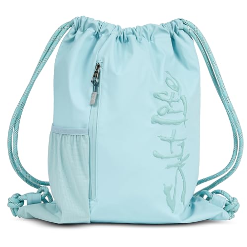 Salt Life Drawstring Backpack for Men and Women - Small Draw String Cinch Gym Bag with Water Bottle Pocket and Zipper Pocket - color: Retro Blue