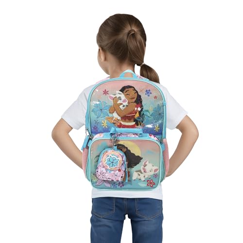 BIOWORLD Girls Moana Tropica Kids 5-Piece School Backpack (Little Kid/Big Kid) Blue One Size