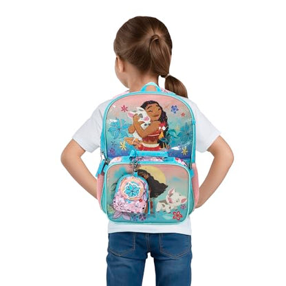 BIOWORLD Girls Moana Tropica Kids 5-Piece School Backpack (Little Kid/Big Kid) Blue One Size