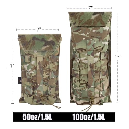 PETAC GEAR 1.5L / 3L Tactical Hydration Pack，Molle Carrier Pouch for 50 oz /100 oz Hydration Bladder Daypack Water Backpack. - color: MC, size: 3L bag only