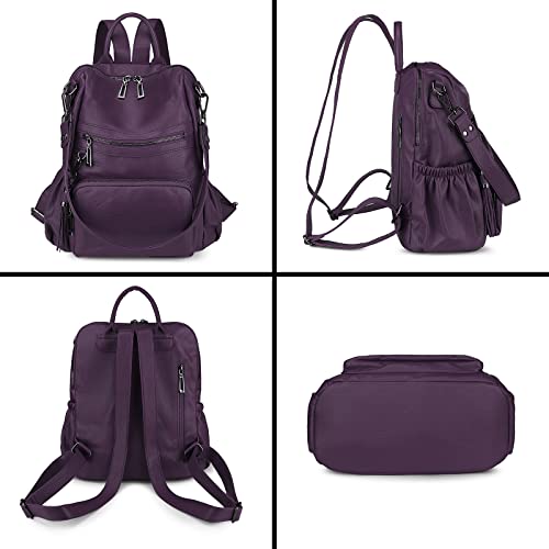 Uromee Travel Backpack Purse for Women Vegan Leather Ladies Fashion Tassel Shoulder Bag Convertible - color: 0243 Dark Purple