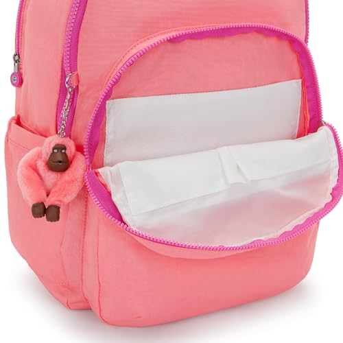 Kipling Women's Seoul Extra Large 17" Laptop Backpack, Durable, Roomy with Padded Shoulder Straps, Built-In Protective Sleeve - color: Pink Burst, size: 13.5''L x 17.75''H x 9''D