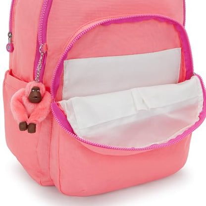Kipling Women's Seoul Extra Large 17" Laptop Backpack, Durable, Roomy with Padded Shoulder Straps, Built-In Protective Sleeve - color: Pink Burst, size: 13.5''L x 17.75''H x 9''D