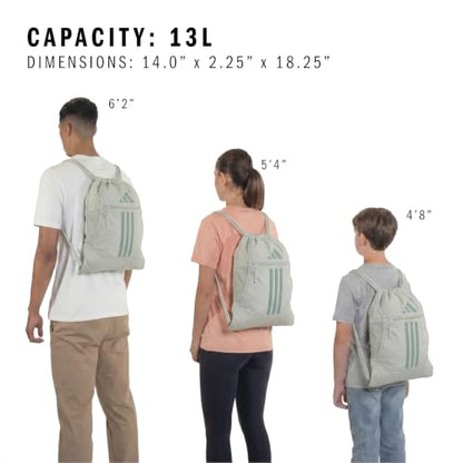 adidas Alliance Sackpack – Drawstring Backpack for Sports, Small Gym Bag - color: Halo Green/Silver Green/3