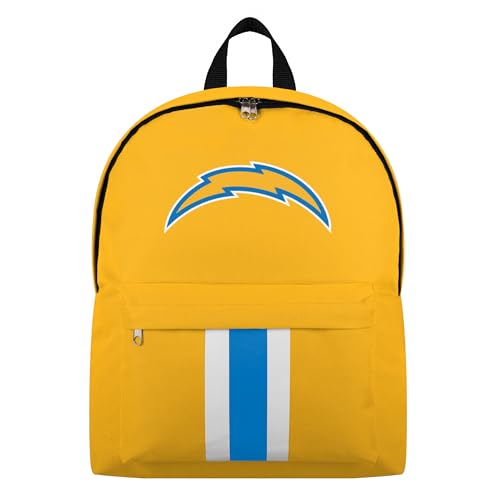 FOCO NFL Officially Licensed Team Color Primary Logo Solid Stripe Football School Bag Travel Backpack - Los Angeles Chargers - Yellow - color: Los Angeles Chargers