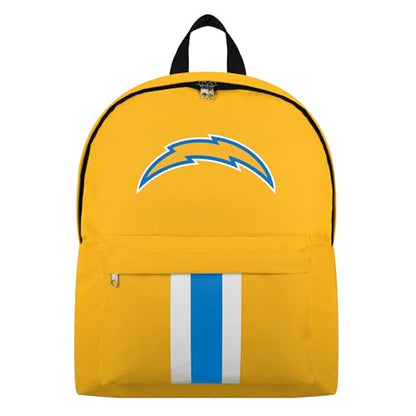 FOCO NFL Officially Licensed Team Color Primary Logo Solid Stripe Football School Bag Travel Backpack - Los Angeles Chargers - Yellow - color: Los Angeles Chargers