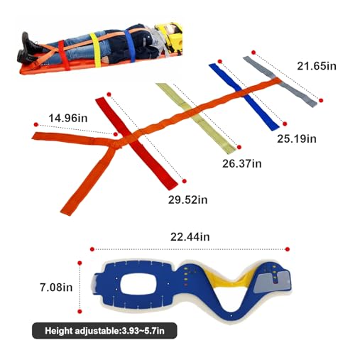 Emergency Foldable Spine Board Stretcher Kit with Head Immobilizer, Neck Brace, Spider Straps, Orange PE 4-Fold Water Floating Stretcher for First Responders & Emergency Services (4 Folds) - size: 4 Folds