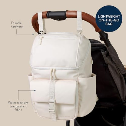 Itzy Ritzy Belong Bucket Backpack – Lightweight Diaper Bag Backpack Featuring 16 Pockets, Bucket Top Opening, Stroller Straps & Changing Pad – Organized and Stylish Everyday Family Backpack (Cream) - color: Bone