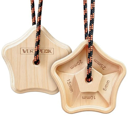 Portable Hangboard - 2 Pack Wooden Pentagram Rock Climbing Fingerboard, Lightweight with 5 Multi-depth Pockets, Finger Strength, Arm Workout, Lifting & Pull-up Training