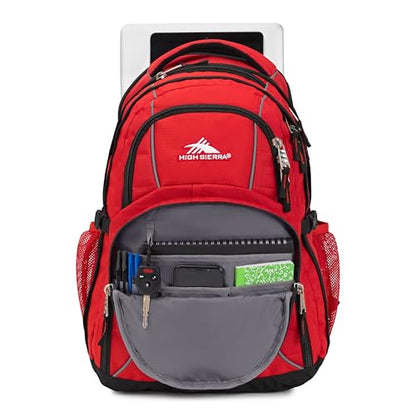 High Sierra Swerve Laptop Backpack, Crimson/Black, One Size - color: Crimson/Black