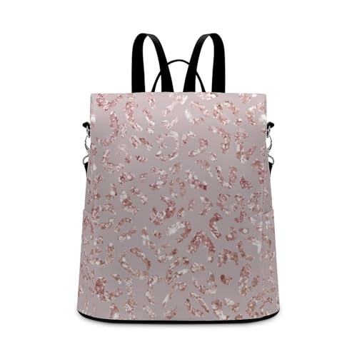 Leopard Print Pink Backpack Purse for Women Anti-Theft Bag Fashion Bags Ladies Shoulder Travel Bag - color: Leopard Print Pink, size: No Custom