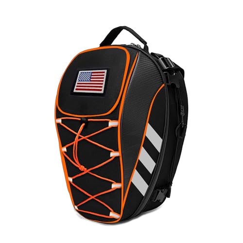 Motorcycle Helmet Backpack, 50L Expandable Motorcycle Tail Bag with Waterproof Rain Cover, Backpack & Rear Seat Bag, Fits Full Face Helmet for Motocross, Scooter, Street Bike