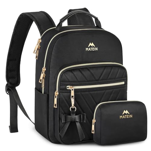MATEIN Mini Backpack for Women, Waterproof Stylish Daypack Purse Shoulder Bag, Lightweight Small Casual Daily Travel Backpack Mochilas Para Mujer, Lady Girls Gifts for Work School, 2pcs Sets, Black - color: Black, size: Small-12.9 inch